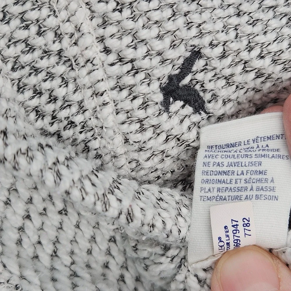 American Eagle Grey White Knit Hoodie Poncho Beach Sweater XS‎ 06979477782